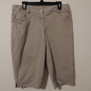 Caslon Khaki Bermuda Shorts Size 12 Cotton  Blend